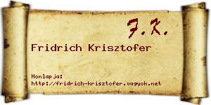Fridrich Krisztofer névjegykártya